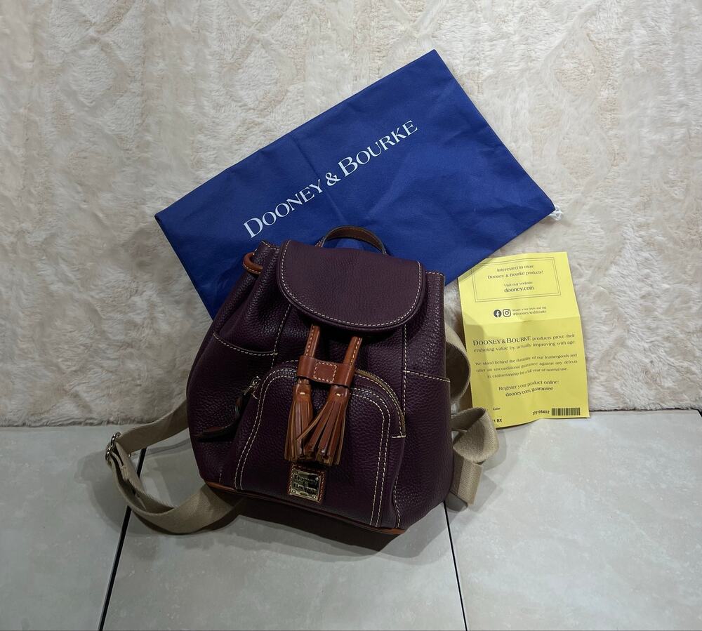 Dooney & Bourke Murphy Small Pebble Leather Backpack Burgundy Tassel EUC Bag